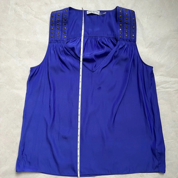 Ramy Brook Women Electric Blue Satin V-neck Sleeveless Blouse Top Size S/P - Picture 5 of 10